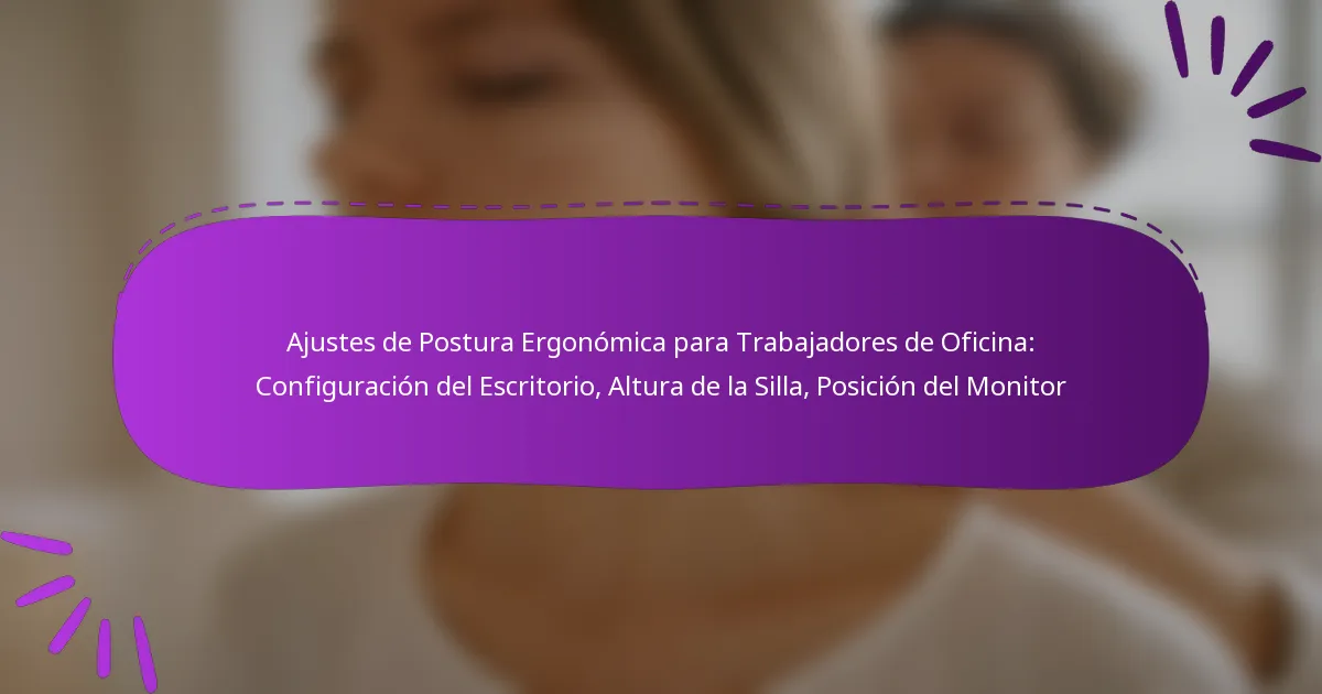 Ajustes de Postura Ergonómica para Trabajadores de Oficina: Configuración del Escritorio, Altura de la Silla, Posición del Monitor