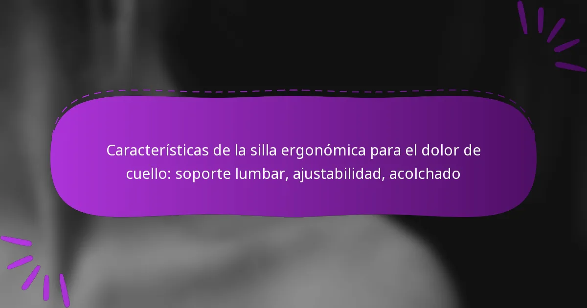 Características de la silla ergonómica para el dolor de cuello: soporte lumbar, ajustabilidad, acolchado