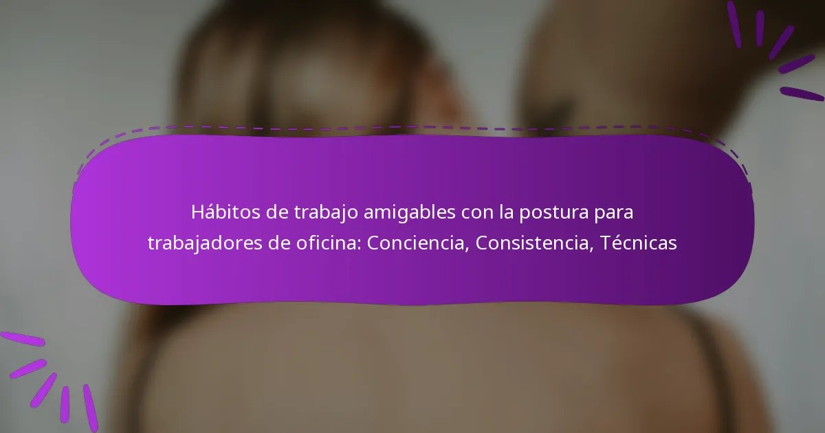 Hábitos de trabajo amigables con la postura para trabajadores de oficina: Conciencia, Consistencia, Técnicas